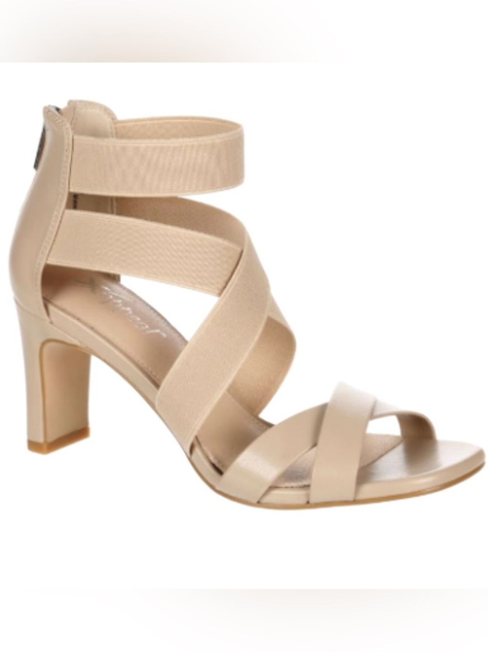 Xappeal Nude Strappy Block Heel Sandals
